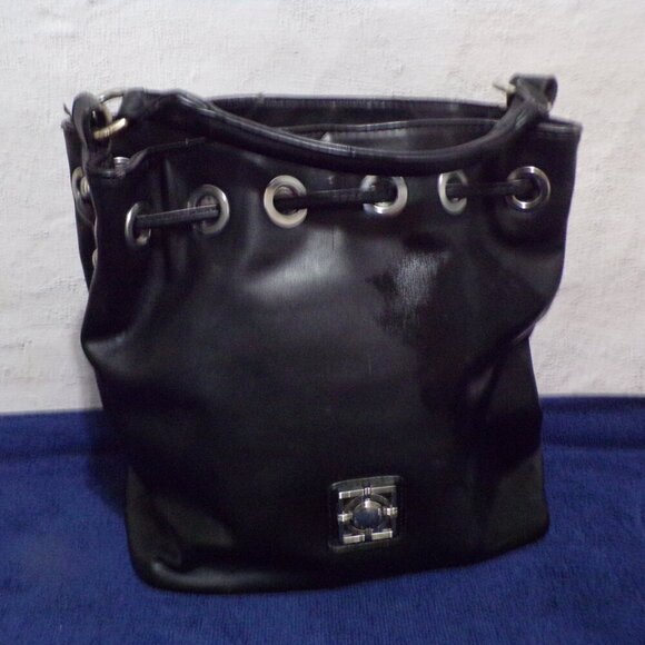 Catherine MaLandrino Hobo 100% Polyester Black Flowers Silver Accents Bag - Picture 2 of 6